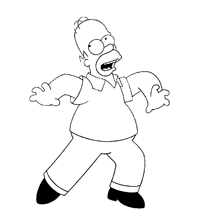 coloriage homer simpson marche sur la pointe des pieds